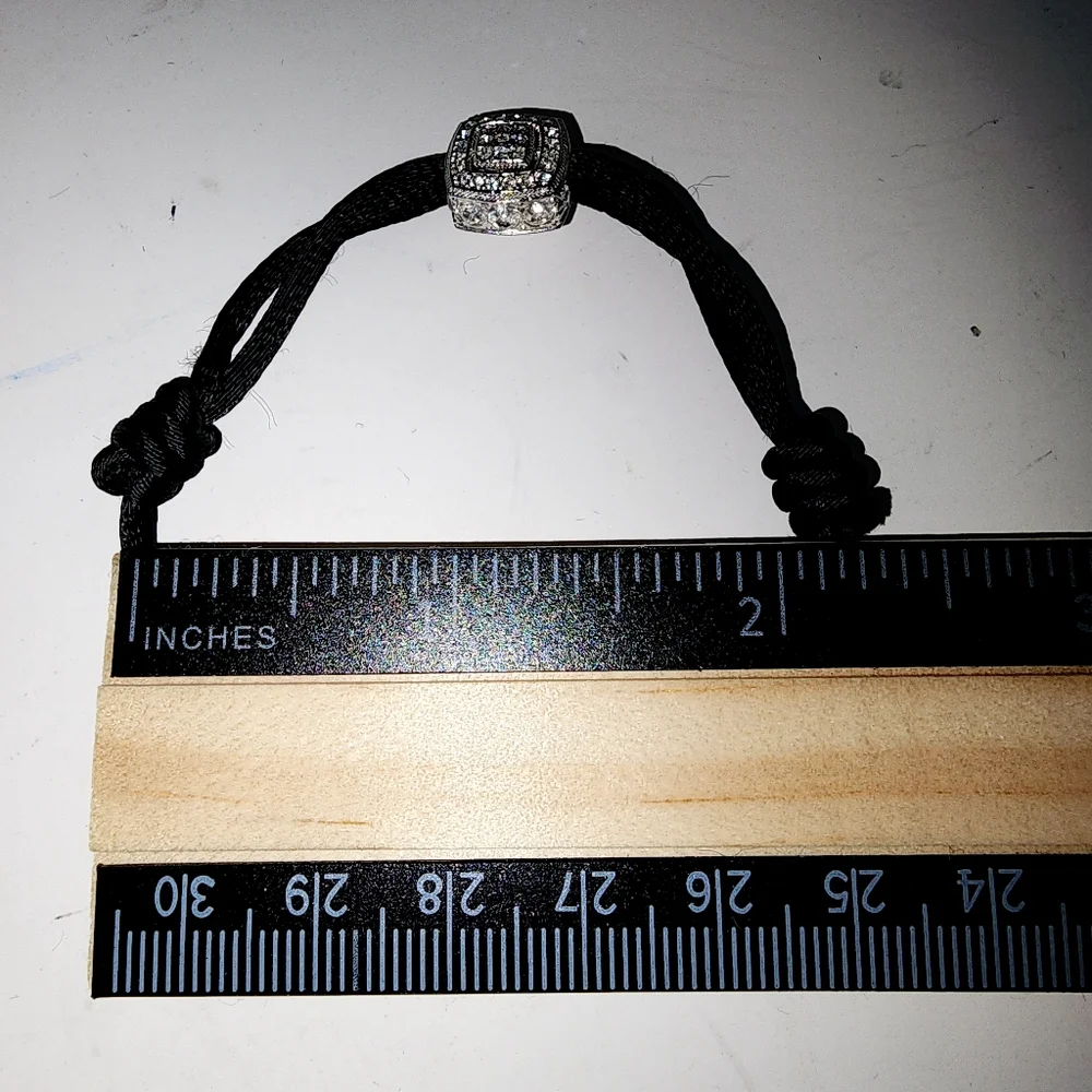 Rhinestone black satin cord‎ bracelet adjustable